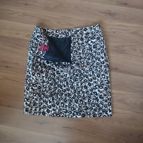 EUC Merona Brown Black Leopard Animal Print High Waisted Pencil Mini Skirt 4 - Picture 4 of 11